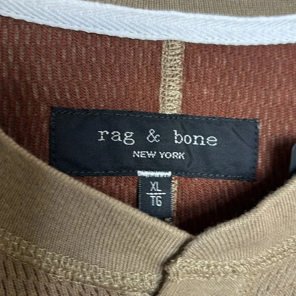 NWT RAG & BONE mens thermal Henley size XL in dark beige - Picture 3 of 7